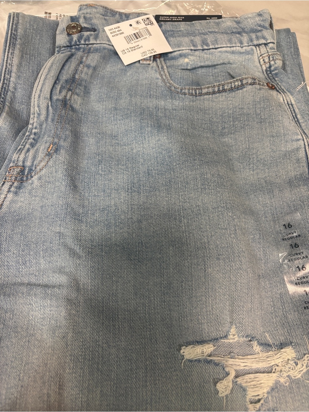 American Eagle Outfitters Light Blue Distressed Wide-Leg Jeans - Picture 5 of 5